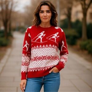 COCOBLEU WOMAN’S SKI SNOWFLAKE
CHRISTMAS COZY SWEATER Size medium